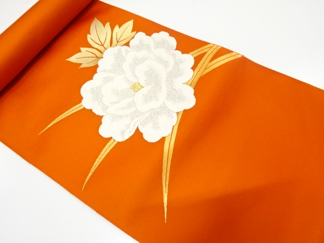 JAPANESE KIMONO / ANTIQUE BOLT FOR NAGOYA OBI / WOVEN PEONY